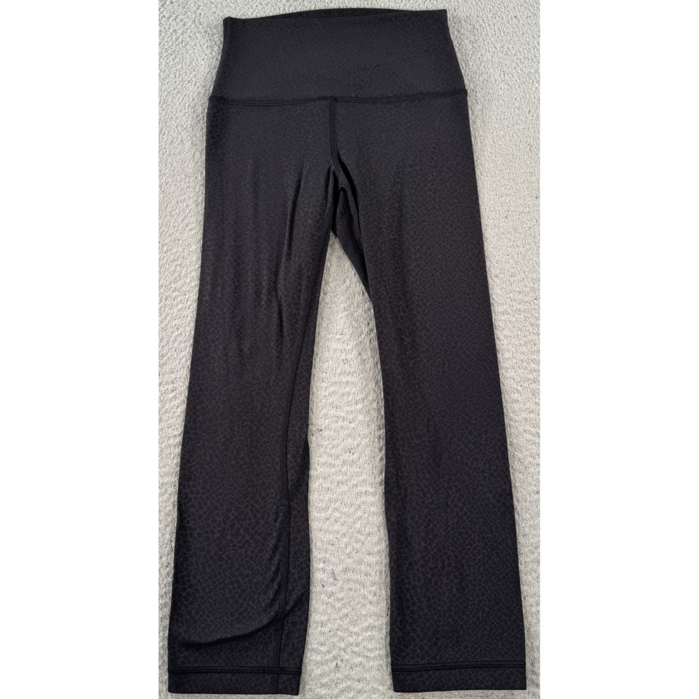 Lululemon Align Leggings Womens 4 Black Leopard Print High Rise Crop Pull On